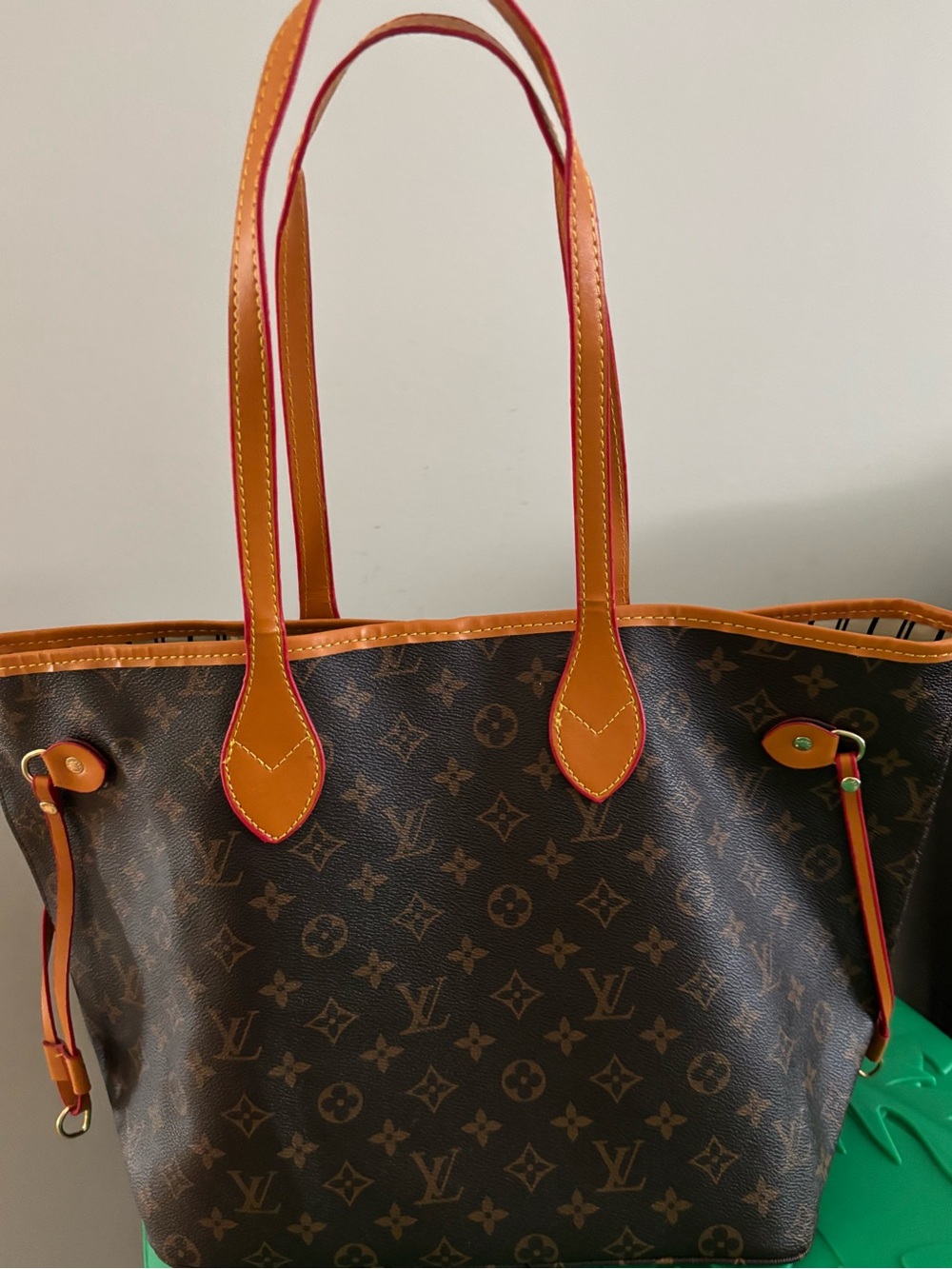 Louis Vuitton Monogram Canvas Brown Tote with Orange Trim